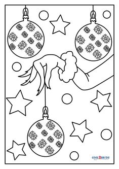 christmas ornament coloring page for kids