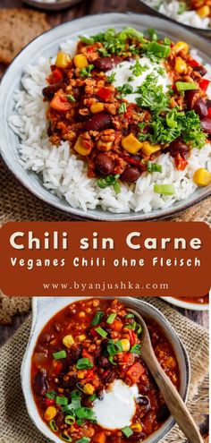 this chili and rice dish is ready to be eaten