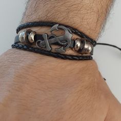 New Size Adjustable Anchor Bracelet, Mens Accessories Jewelry, Mens Accessories, Man Shop, Bracelet, Black, Color