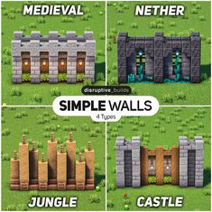 four different types of simple walls in the game