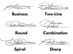 six signed autographs of famous television actors including two - line, round, combination, spiral and sharp