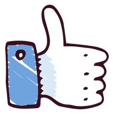 a thumbs up hand drawn in blue ink