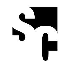 a black and white logo with the letter s on it