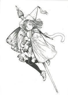 Ink Drawing Techniques, A Witch, Japanese Artists, Manga Drawing, Ink Art