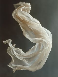 an abstract photograph of white fabric blowing in the wind