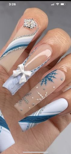 Anime Wallpapers Aesthetic, Blue Christmas Nails, Nail Art Tool Kit, Bow Nail Art, Nails Aesthetic, Pfp Anime, Nail Swag, Nail Forms, Uñas Acrilicas