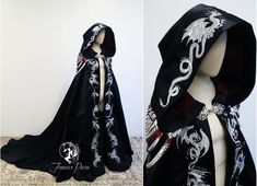 Hooded Cloak Pattern, Firefly Path, Embroidery Shoulder, Dragon Embroidery, Hooded Cape, Fantasy Dress