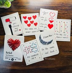 valentine's day cards are laid out on a table