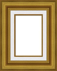 an empty gold frame on a white background