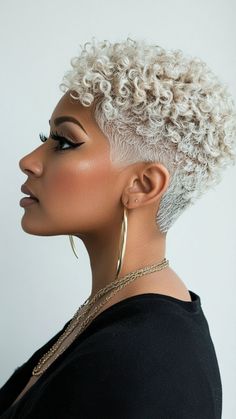 Tapered Twa Hairstyles, Curly Hairstyles For Round Faces, Tapered Twa, Short Platinum Blonde Hair, Latest Hair Braids, Natural Hair Haircuts, Short Natural Haircuts, Teeny Weeny Afro, Light Pink Hair