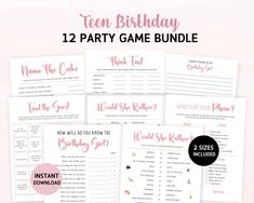 the printable party game bundle for teens