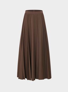 Upgrade your wardrobe with our Pleated Skirt 35"-Brown. Made with 35" of soft, pleated fabric, this skirt adds effortless style and sophistication to any outfit. Relaxed Solid Color Maxi Skirt With Pleated Hem, Elegant Brown Flared Skirt, Brown Full Lined Skirt, Brown Full Skirt With Lining, Elegant Brown Pleated Skirt For Work, Spring Brown Relaxed Fit Skirt, Brown Pleated Wide-leg Bottoms, Brown Pleated Wide Leg Bottoms, Brown Flared Gathered Skirt