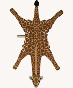 a giraffe laying on its back with it's head in the air