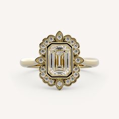 an antique style diamond ring in yellow gold