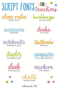 Basic script fonts for educators Fonts For Teachers, Free Cursive Fonts, Teacher Fonts, Computer Font, Best Script Fonts, Effective Teaching, Fancy Fonts, Cute Fonts, Cricut Fonts