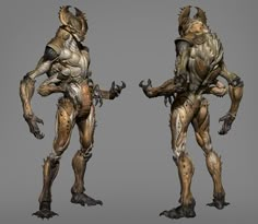 an image of some weird looking creatures in the same pose as they appear to be standing