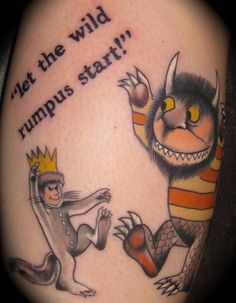 a tattoo with an image of two cartoon characters on it