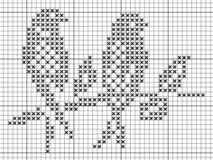 a cross stitch pattern with two birds on it