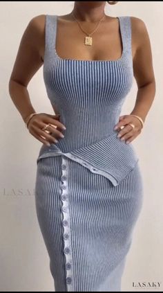 Lasaky - Knit Bodycon Skirt and Knit Tank Top Set Vest Knit, Suit Dress, Bodycon Skirt, Knit Tank Top, Summer Fabrics, Body Con Skirt, Knit Tank, Dress Picture, Knitted Tank Top