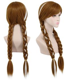 PRICES MAY VARY. Package includes: 1x Wig + 1x Wig cap. Size: Adjustable net cap fits all size heads. High-quality materials: High temperature resistant fiber, softer, thicker and more realistic than other wigs, also suitable for hair straighteners and curlers. Wearing method: Pre-shaped wig, you can adjust the appropriate size to wear directly, in order to have a better effect, it is recommended to use hair styling products such as hair spray, wax, and then shake to make it fluffy. Refund polic Thanksgiving Hairstyles, Anna Hair, Brown Cosplay, Thanksgiving Hair, Tail Braids, Disney Hair, Hair Straightener And Curler, Hair Styling Products, Curly Pixie Cuts