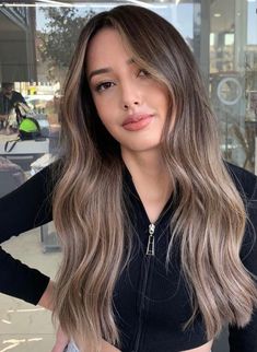 Bronde Balayage Face Framing, Blonde Balayage On Black Hair Straight, Light Brown Balayage Blonde Dark Roots, Beige Brown Hair Balayage, Mousey Brown Hair Balayage, Dark Brown To Light Brown Hair, Cool Tone Brunette Balayage, Brown Hair Balyage, Mushroom Bronde Hair Color