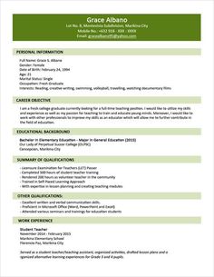 a green and white resume with no work experience