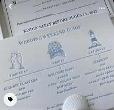 the wedding program was printed on top of each other