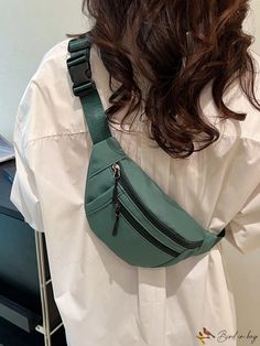 BirdinBag - Versatile Minimalist Waist Bag: Fashionable, Lightweight, and Adjustable. White Shirt Aesthetic, Shirt Aesthetic, Word Wrap, Waist Bags, Green Bag, Waist Bag, Sling Bag, White Shirt, Sleek Design