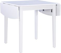 a small white table with one drawer open