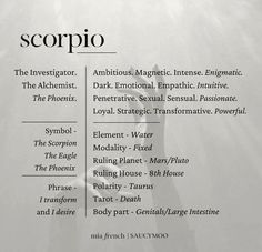 the zodiac sign for scorpio is shown in black and white