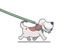 a cartoon dog carrying a pencil in it's mouth