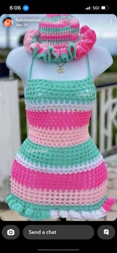 a crocheted bathing suit is displayed on a mannequin