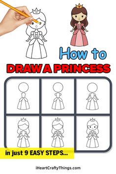 how to draw princesses in just 9 easy steps with pictures and instructions for kids