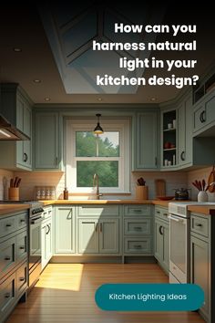 Kitchen with skylight and artificial lighting Bright Kitchen, Bright Kitchens, Artificial Light, Smart Home Technology