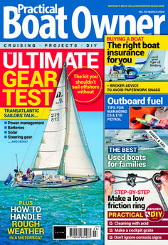 the front cover of boat owner magazine, featuring an image of a sailboat on the water