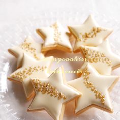 decorated cookies arranged in the shape of stars