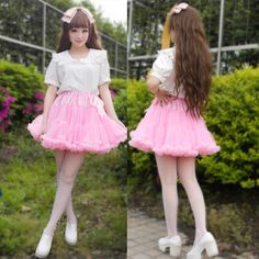 Color: Pink. White. Black. Purple.Fabric material: Net yarn.Size:S.M.L. Pink Obsessed, Kawaii Harajuku Fashion, Halter Dress Short, Tutu Skirts, Japanese Sweet, The Perfect Girl, Girly Dresses, Androgynous Fashion, Dresses Pink