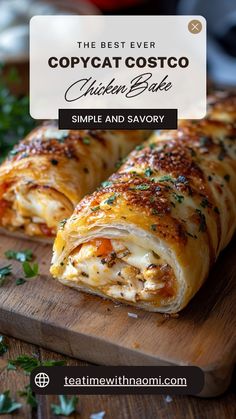 the best ever copycat costco chicken and savory on a cutting board