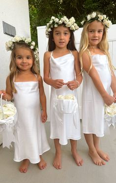 Dress up your little one in pretty style with the Little Verona Dress. This cowl neck dress is just like mama's Verona, with adjustable straps. April Bridesmaid Dresses For Kidd, Bridesmaid Dresses Neutral With Pastel Flowers, Flower Girl Outfits, Small Beach Weddings, Rehearsal Dinner Outfits, Satin Flower Girl Dress, Maternity Bridesmaid Dresses, Girls Attire, Beach Wedding Flowers