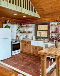 the kitchen is clean and ready to be used as a dining room or living area