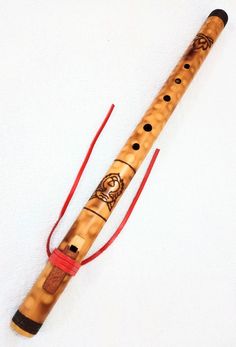 a musical instrument with red string on white background