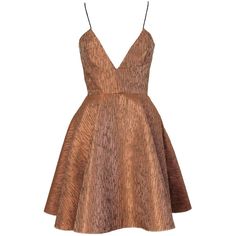 Joana Almagro Vionette Bronze Low Neck and Low Neck Dress ($785) ❤ liked on Polyvore featuring dresses, vestidos, bronze, line dress, summer dresses, short dresses, short backless dresses and striped bustier Brown Summer Dresses, Low Neck Dress, Short Brown Dress, Triangle Dress, Bronze Dress, Backless Dresses, Backless Dress Summer, Summer Day Dresses