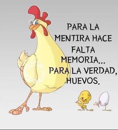 an image of a chicken and two chickens with spanish words in the bottom right corner