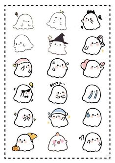 the ghost stickers are all different shapes and sizes