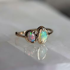 14K Molten Yellow gold ring with Australian Crystal and Dark Opals Size: 7.75 Opals sizes: 6x4mm to 7.5x5mm  Band: 1.4mm Face height: 9.6mm Metal: 14K yellow gold Stones: Australian Opals Natural untreated stones. Not man made. Not lab created Wedding Ring Upgrade, Wax Carving Jewelry, Carving Jewelry, Black Opal Ring, Wax Carving, Dream Future, Sparkly Things, Spark Joy, Crystal Ring