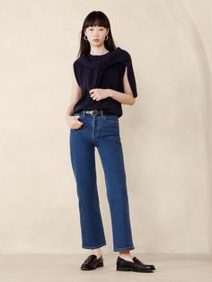 Ultra High-Rise Wide-Leg Crop Jean | Banana Republic Cheap Medium Wash High Waist Cropped Jeans, High Waisted Straight Leg Cropped Jeans, Cheap High Rise Cropped Denim Jeans, Jeans For Short Legs, Jeans For Short, Best Petite Jeans, Most Comfortable Jeans, Ankle Length Jeans, Petite Shorts