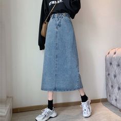 SPECIFICATIONS Material: Cotton,Polyester Gender: WOMEN Fabric Type: Denim Dresses Length: Mid-Calf Size S:Waist:64cm,Hip:89cm,Length:80cm M:Waist:68cm,Hip:93cm,Length:81cm L:Waist:72cm,Hip:97cm,Length:82cm XL:Waist:76cm,Hip:101cm,Length:83cm Notes: the Error within 3 cm due to manual measurement(Unit: 1 inch = 2.54 cm, 1 cm = 0.39 inch) Black Denim Midi Skirt, Jean Pencil Skirt, Vintage Denim Skirt, High Waist Long Skirt, Blue Jean Skirt, Long Denim Skirt, Denim Skirt Women, Denim Midi Skirt, Streetwear Women