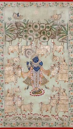 Kankotri Lekhan, Bapu Paintings, Shree Nathji, Room Wall Painting, Folk Design, Indian Folk Art, Krishna Painting