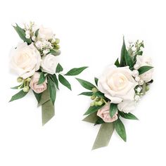 PRICES MAY VARY. 50% Silk, 50% Foam Package: Set of 2 shoulder corsages, each approx. 3.5" wide and 8" tall. Each shoulder flower is equipped with clips to wear on your dress. Material: The elegant shoulder corsages are made of cream hybrid tea rose, nude rosebud, white rosebud, accented with baby's breath Rosa Banksiae leaves, silver brunia, and pearl floral pick. For something more wowee - a piece of floral art pinned on the shoulder of a dress is something that will definitely stand out. Perf Simple Corsage, Rosa Banksiae, French Weddings, Corsages Wedding, Shoulder Corsage, Silver Brunia, Weddings Country, White Corsage, Prom Corsages