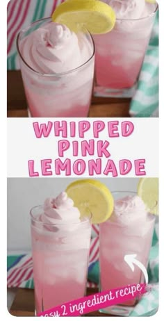 whipped pink lemonade recipe in two glasses